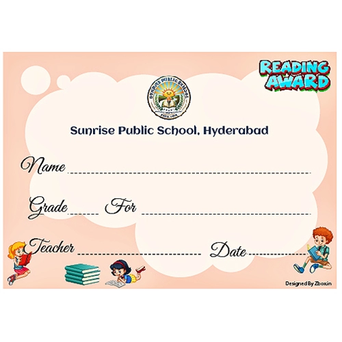 School Reading Award 5 x 7 Inches